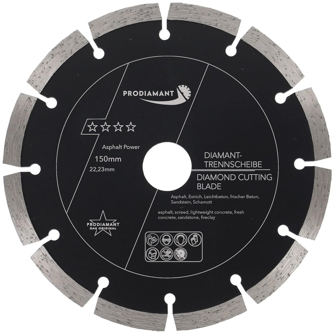 PRODIAMANT Diamantscheibe 150 mm x 22,2 mm Abrasiv für Strassen, Asphalt, Estrich, Leichtbeton, fris