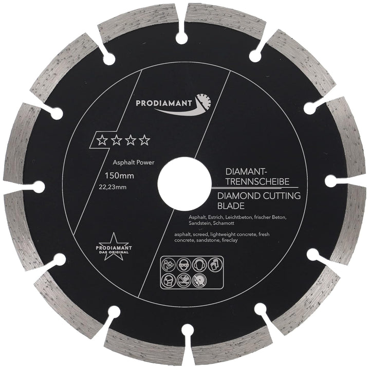 PRODIAMANT Diamantscheibe 150 mm x 22,2 mm Abrasiv für Strassen, Asphalt, Estrich, Leichtbeton, fris