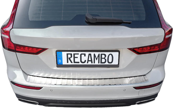 RECAMBO Ladekantenschutz Edelstahl Hochglanz poliert, Chrom Look - kompatibel für Volvo V60 2 - BJ a