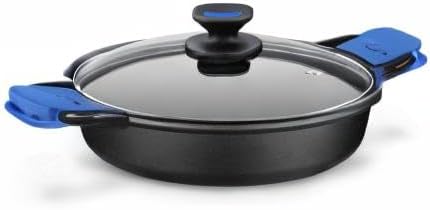 Monix Schmorkasserolle, geeignet für alle Herdarten und Induktion, Aluminium, schwarz/blau, 28. cm M