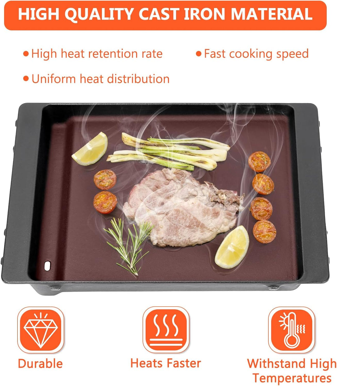 GFTIME 44 x 30,5cm Gusseisen Grillplatte 6790 für Weber Spirit I II 300 Serie E-310 E-320 E-330 S-31