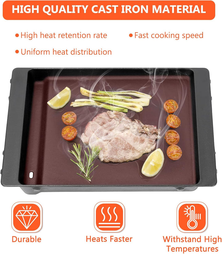 GFTIME 44 x 30,5cm Gusseisen Grillplatte 6790 für Weber Spirit I II 300 Serie E-310 E-320 E-330 S-31