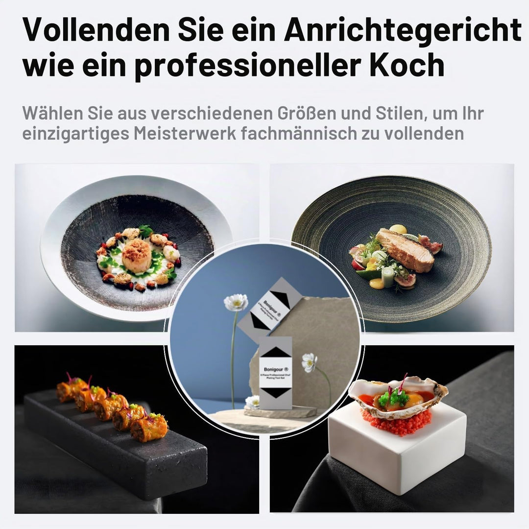 Chef Plattierwerkzeuge, professionelles kulinarisches Beschichtungswerkzeug-Set, Edelstahl-Fischpinz
