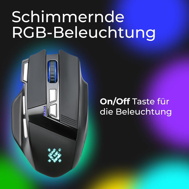 Defender Knight GM-885 Kabellose Gaming Maus, RGB Beleuchtung, 3200 DPI, 400 mAh Akku, 7 programmier
