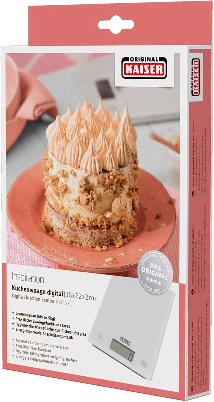 Original Kaiser Inspiration Küchenwaage digital, grammgenaue Haushaltswaage, Tara-Funktion, 5kg Maxi