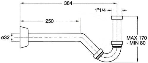 Röhrensifon kunstoff verchromt 1 1-4'' DIN-LGA geprüft Ausführung Bidet DN32