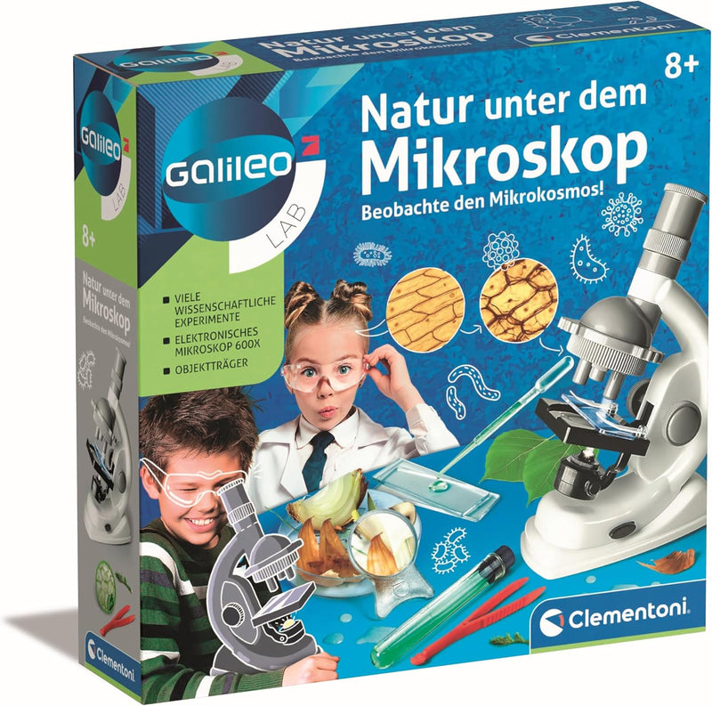 Clementoni Galileo Lab – Natur unter dem Mikroskop, Mikroskop für Kinder, Biologie-Labor für Schulki