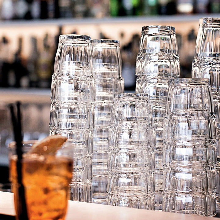 Bormioli Rocco Rock Bar Stapelbare Rocks Gläser, 6 Stück Glas für Eiswürfel, Glas für Eiswürfel