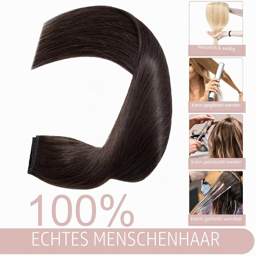 SEGO Clip in Extensions Echthaar 45cm Haarverlängerungen 1 Tresse 5 Clips Haar Haarverdichtung Haart