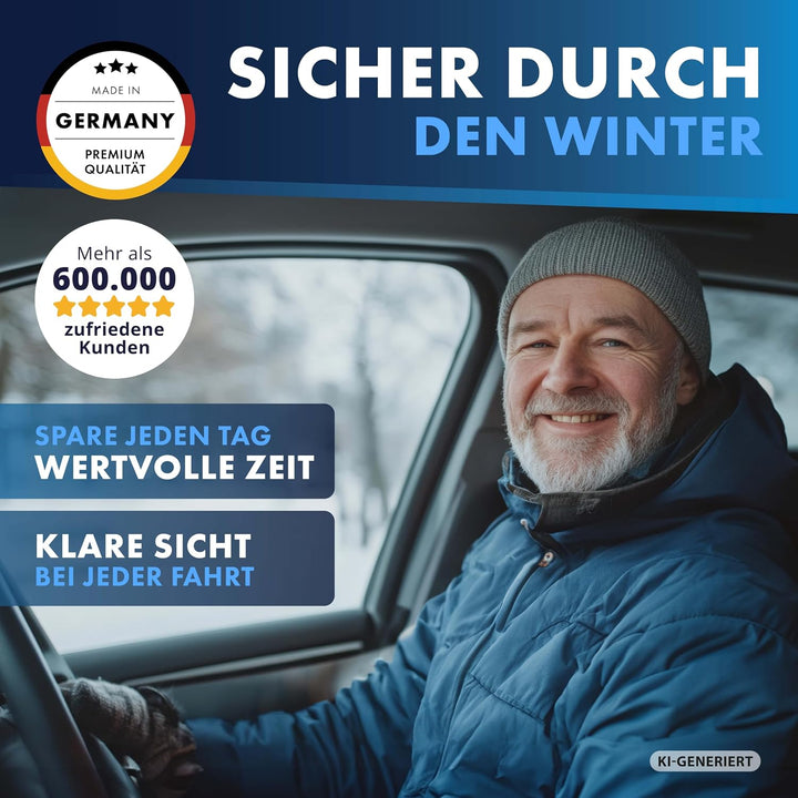 LICARGO Eiskratzer Auto mit Besen 41cm - Stabil, Lang &amp; lackschonend | Made IN EU | 2in1 Schneebesen