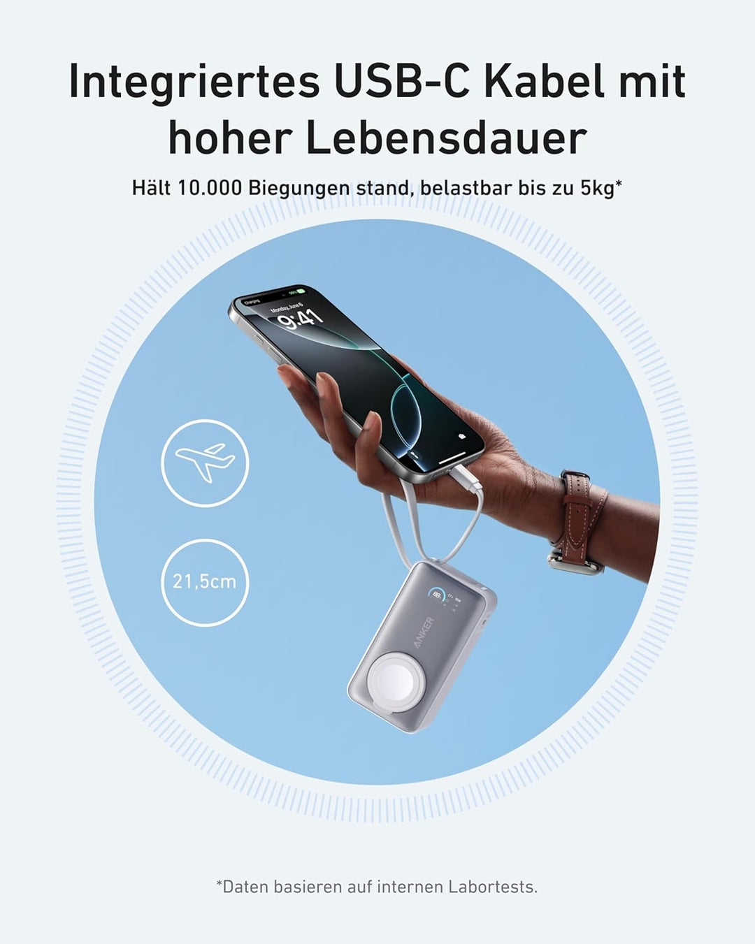 Anker MagGo Powerbank für Apple Watch, offiziell Zertifiziert, 10.000mAh kompaktes Akkupack mit inte