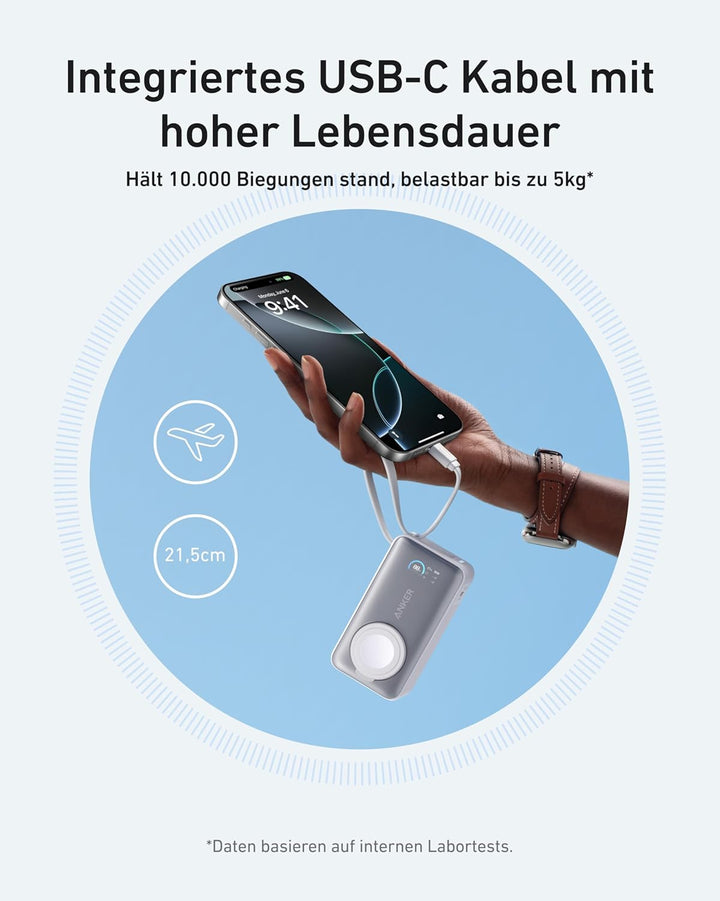 Anker MagGo Powerbank für Apple Watch, offiziell Zertifiziert, 10.000mAh kompaktes Akkupack mit inte