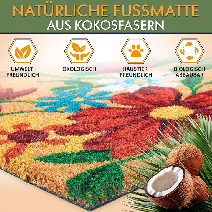 BRUBAKER Fussmatte für Aussen und Innen - Schmetterlinge mit Blumen - 45 x 75 cm Schmutzfangmatte au