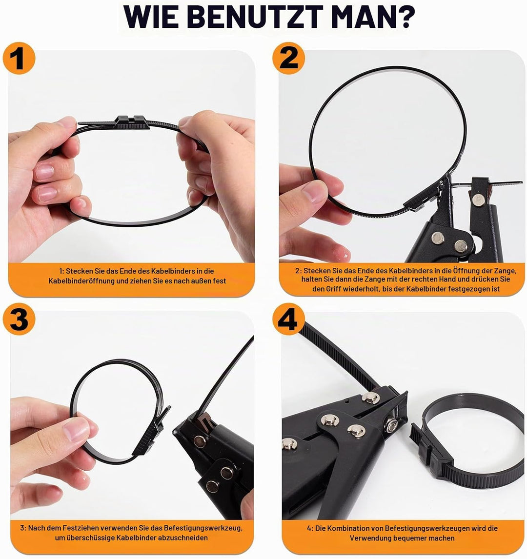 9mm x 360mm Doppelsperre Kabelbinder Lang Set Schwarz 100 Stück Nylon UV Beständig Grosser Kabelbind