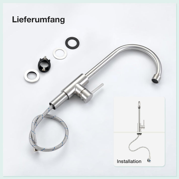 Faustina Kaltwasserhahn Küche, Wasserhahn Armatur Küche nur Kaltwasser, Küchenarmatur Spültischarmat