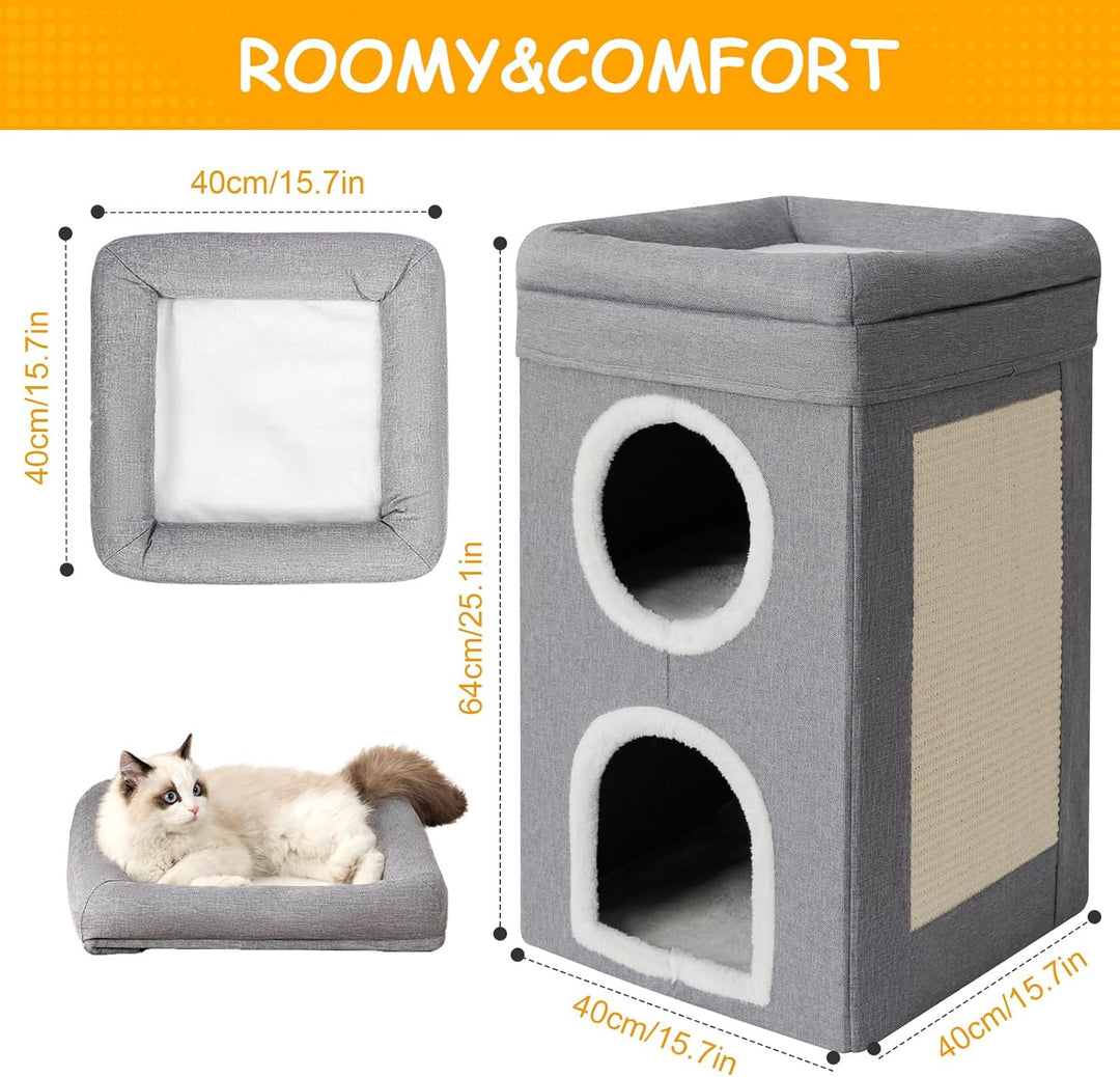 FURRYPAWS Katzenhöhle – Ideal für Katzenhaus Indoor und Outdoor, gemütliche Katzenhöhle für Katzen,