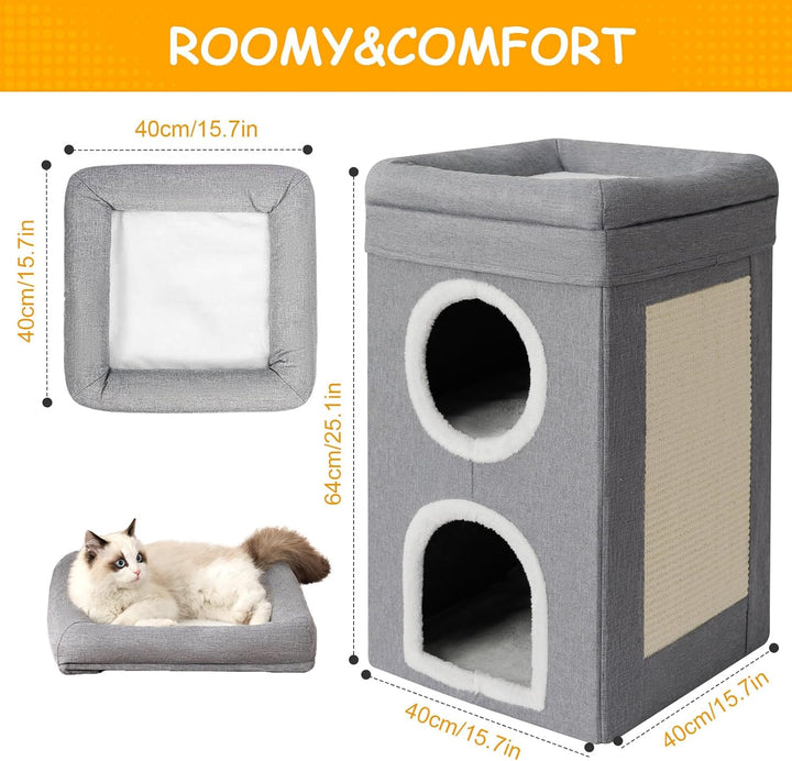 FURRYPAWS Katzenhöhle – Ideal für Katzenhaus Indoor und Outdoor, gemütliche Katzenhöhle für Katzen,