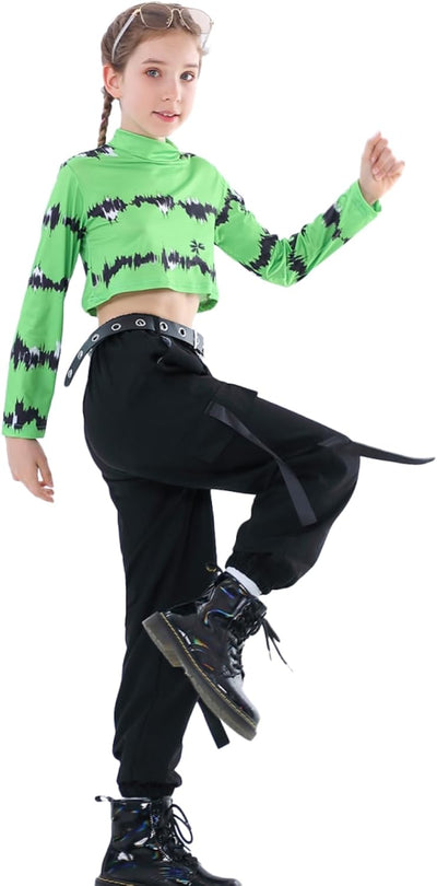 Kinder Cargo Hose Elastische Taille Jogger Hose für Jungen Mädchen Street Hip Hop… Schwarz 134-140,