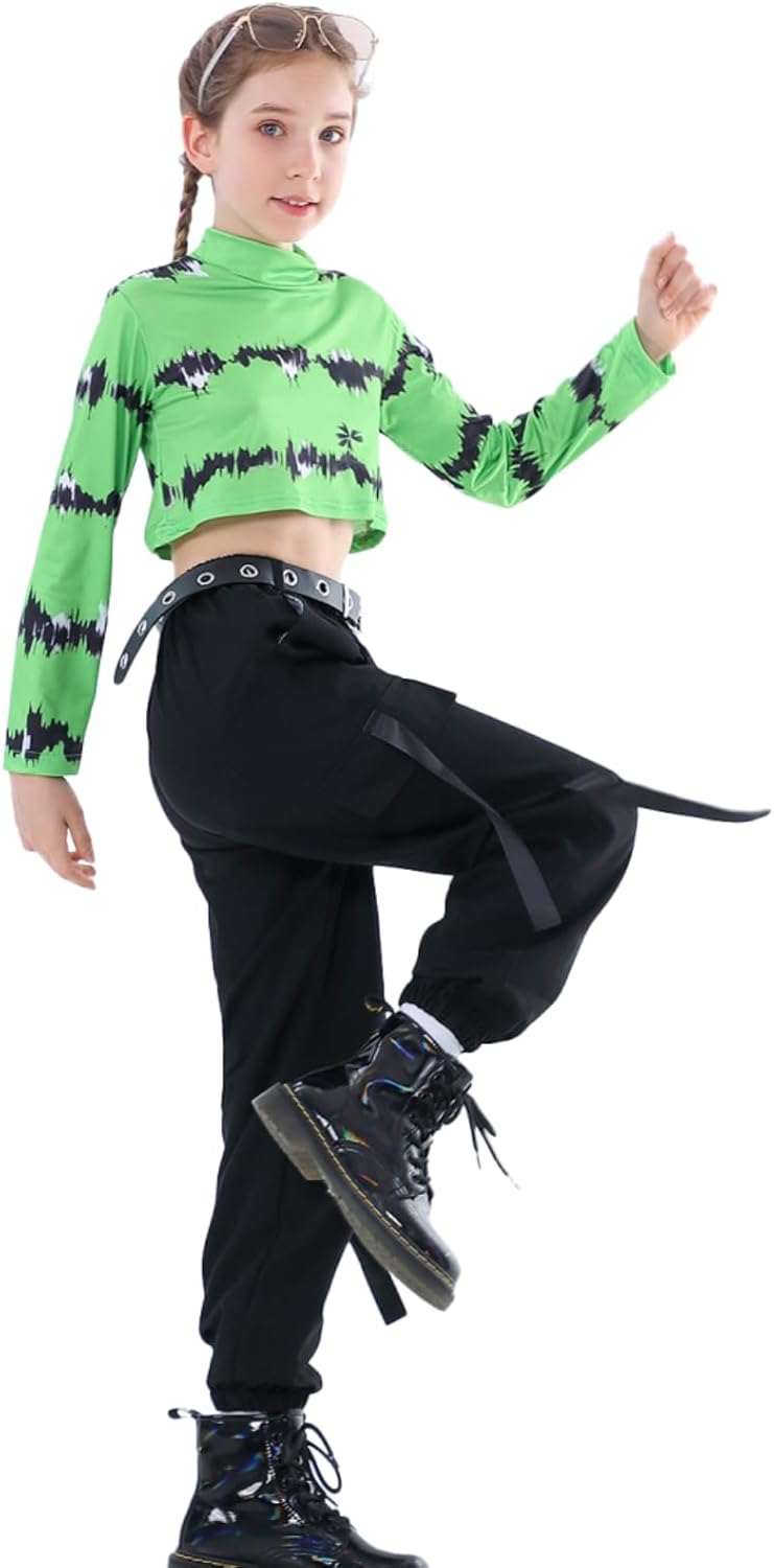 Kinder Cargo Hose Elastische Taille Jogger Hose für Jungen Mädchen Street Hip Hop… Schwarz 134-140,