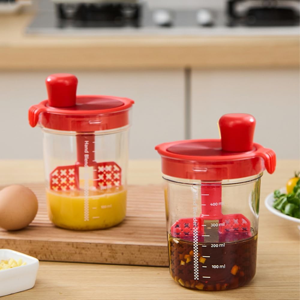 MiOYOOW Salatdressing-Mixer, 500ml Eierfilter-Mixbecher, Manuelle Rührflasche, Manuelle Saucen Shake