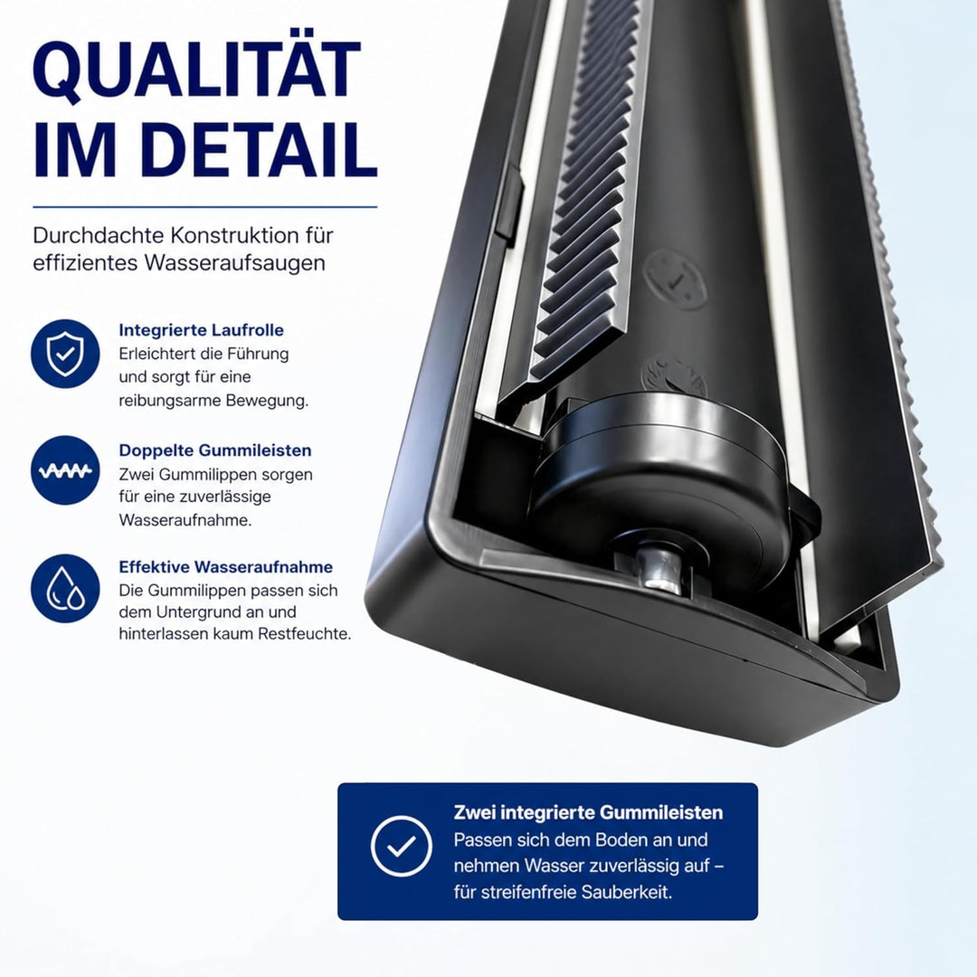 DeClean Universal Wassersaugdüse für Staubsauger – 36 cm, Gummilippen & Nylonhaar, Flexibles Gelenk,