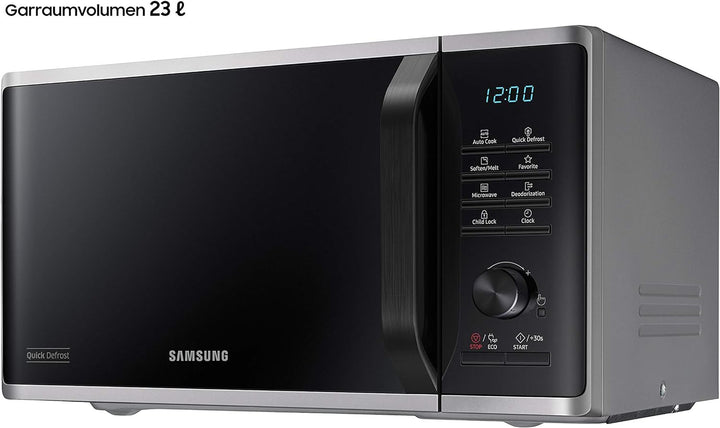Samsung MS2AK3515AS/EG Mikrowelle, 800 W, 23 ℓ Garraum, 48,9 cm Breite, Kratzfester Keramik-Emaille-