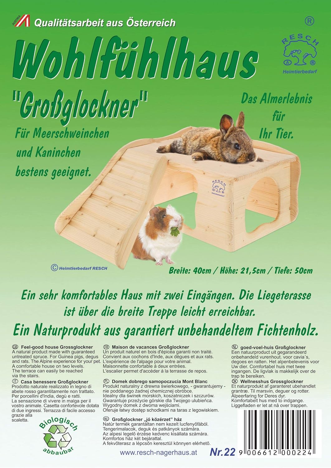 Resch Nr22 Wohlfühlhaus Grossglockner naturbelassenes Massivholz aus Fichte/mit Treppe zur Liegetera