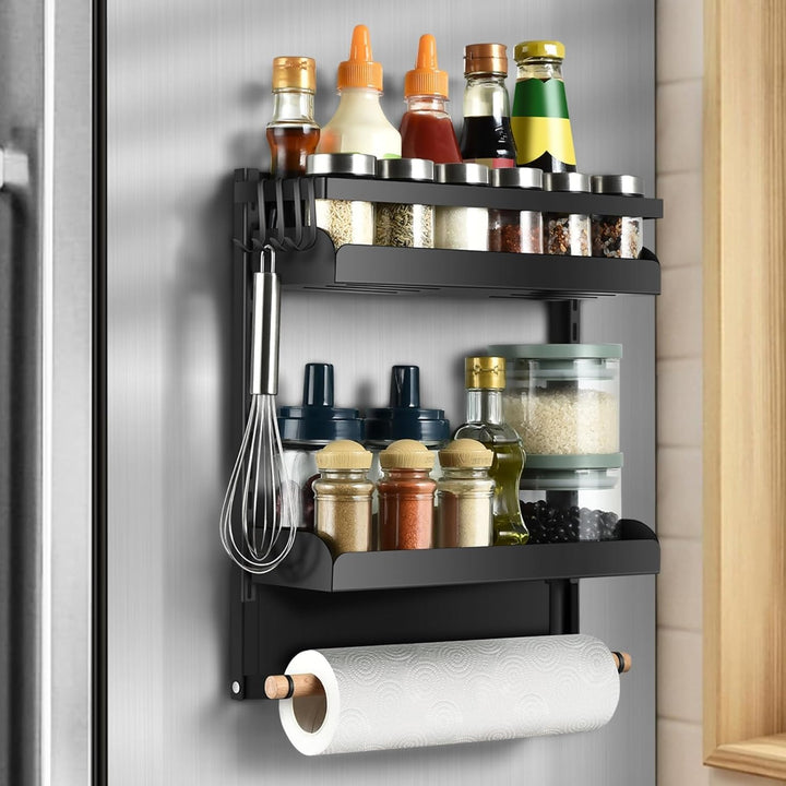 aceyoon Magnet Regal Kühlschrank, 2 Etagen Kühlschrank Regal Hängeregal für Kühlschrank Magnet Gewür