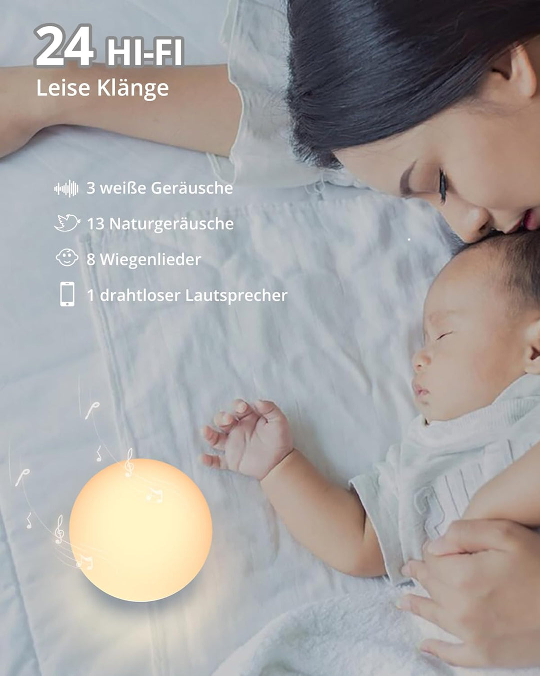 HOMGEN 2 in 1 White Noise Machine Silikon Weisses Rauschen Maschine für Babys Wiederaufladbare Schla