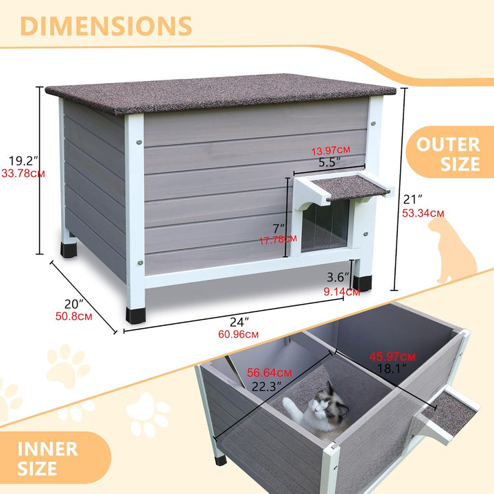Outdoor Katzenhaus, 100% isoliert Outdoor-Katzenhäuser mit Matte für Winter für verwilderte Katzen w