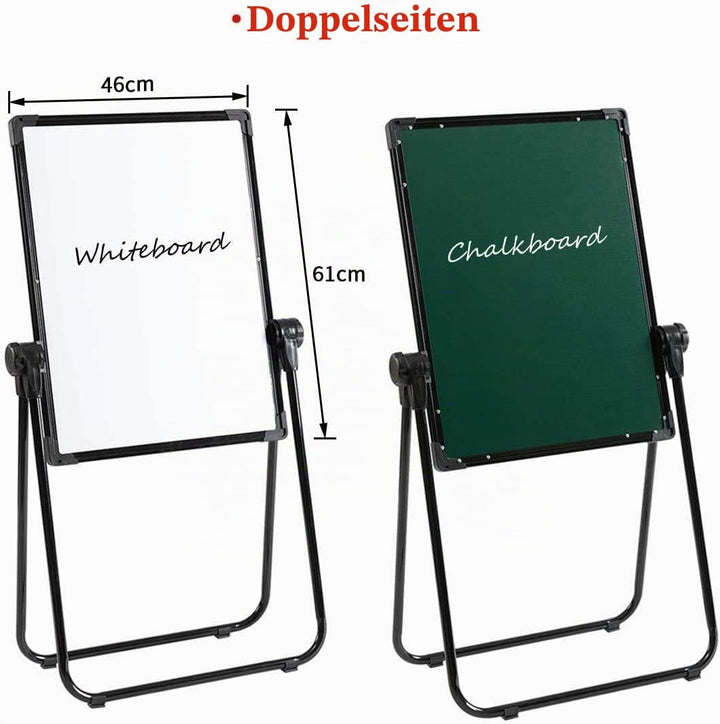 DOEWORKS Kinder Staffelei Magnetische Whiteboard U-Ständer, Doppelseitiges Whiteboard & Kreidetafel