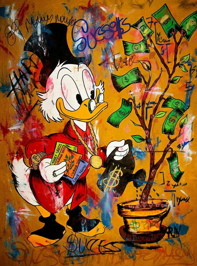 Magic Canvas Art - Bilder Dagobert Duck Pop Art Leinwandbild 1- teilig Hochwertiger Kunstdruck moder