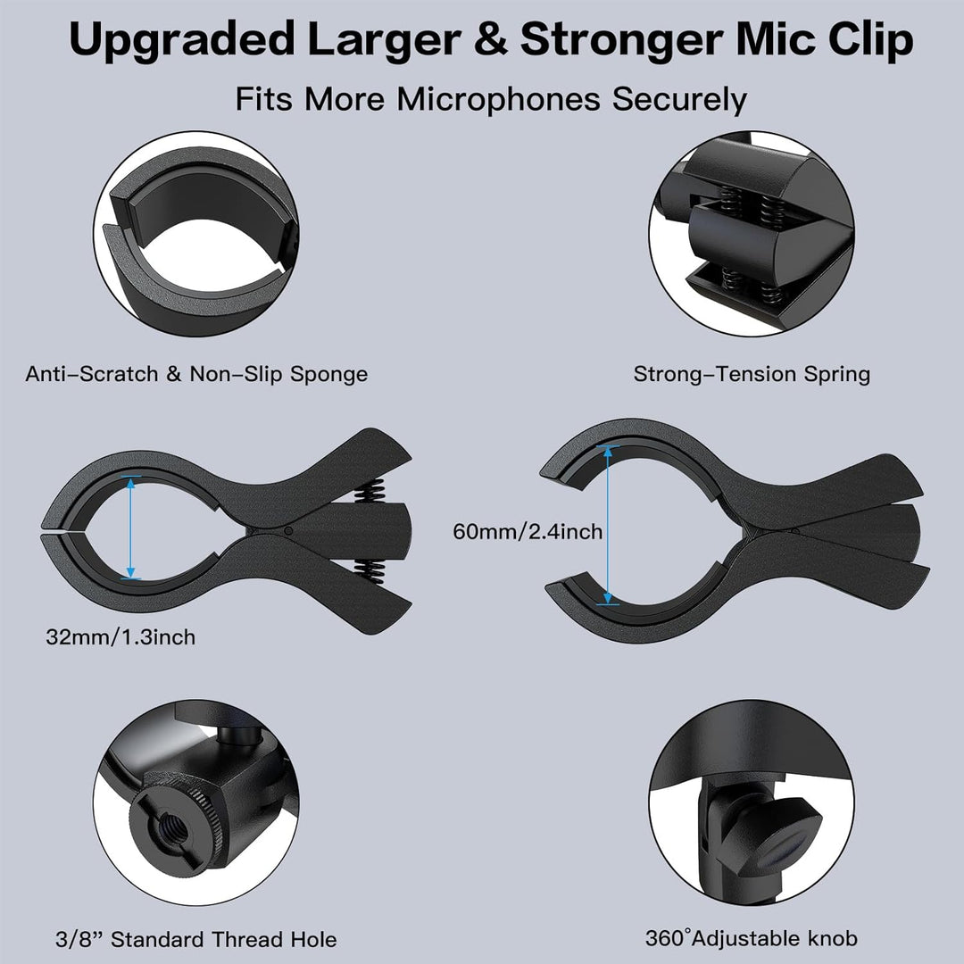 ZealSound Mikrofon Arm, 48cm/19zoll Schwanenhals Arm mit robuster Krabbenklemme für runde Rohre und