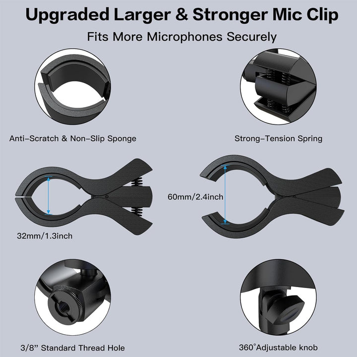 ZealSound Mikrofon Arm, 48cm/19zoll Schwanenhals Arm mit robuster Krabbenklemme für runde Rohre und