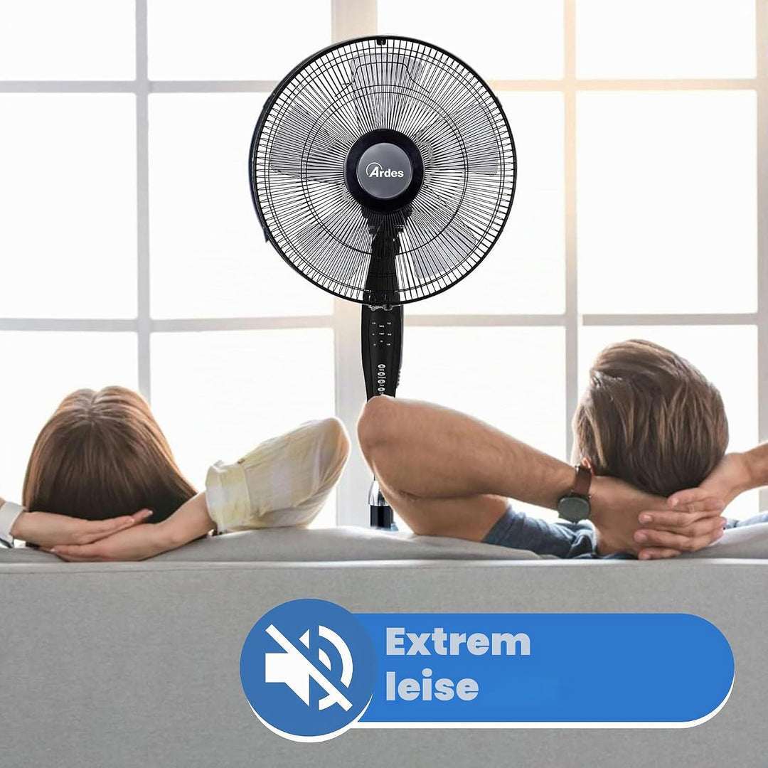 ARDES - Standventilator mit Fernbedienung, Timer und Touch-Bedienfeld, Leise, 5 Flügel, 40 cm, oszil