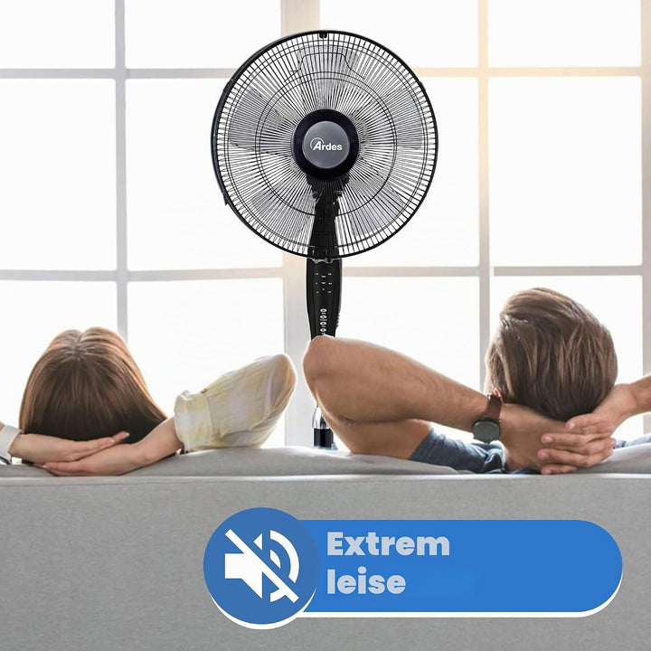 ARDES - Standventilator mit Fernbedienung, Timer und Touch-Bedienfeld, Leise, 5 Flügel, 40 cm, oszil