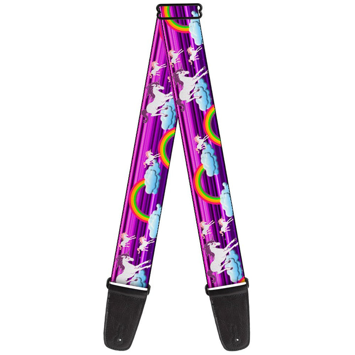 Buckle-Down Gitarrengurt Unicorns Rainbows Stripes lila 2" breit Mehrfarbig, Mehrfarbig
