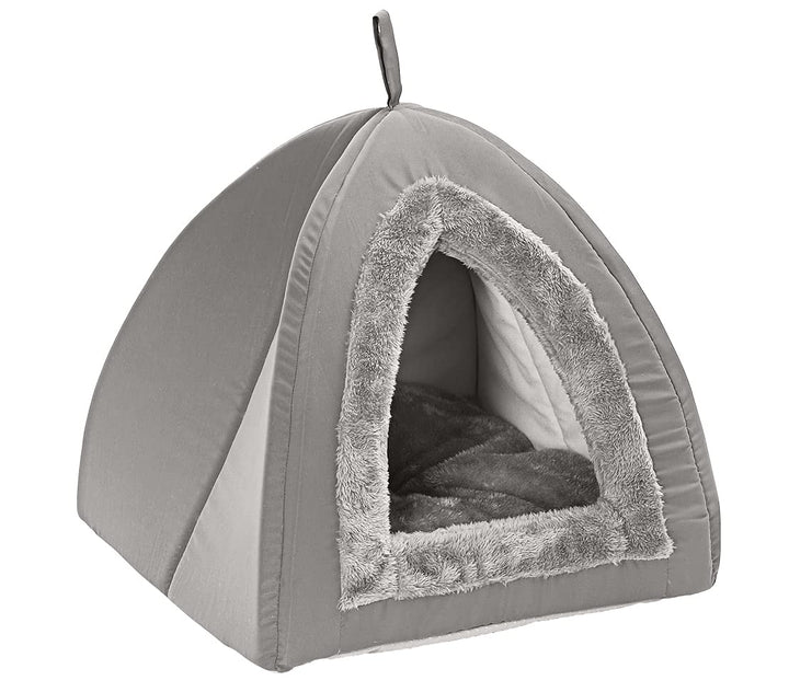 Dehner Katzen-Kuschelhöhle Findus, ca. 45 x 45 x 40 cm, Polyester, grau Grau 45 x 45 x 40 cm, Grau 4
