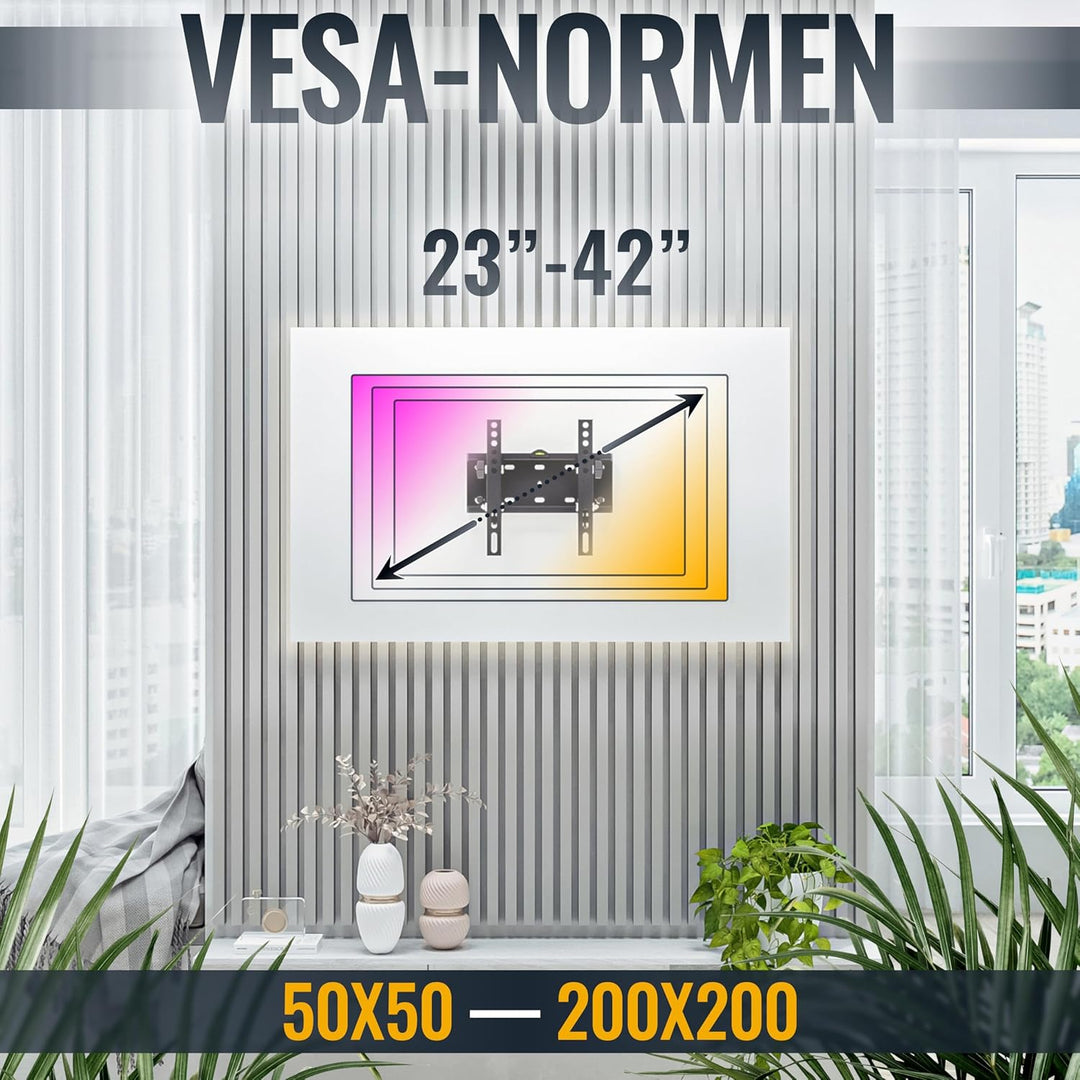 RICOO Monitor TV Wandhalterung Flach Ultra Slim Neigbar für 23-42 Zoll, Universal TV Halterung N2122