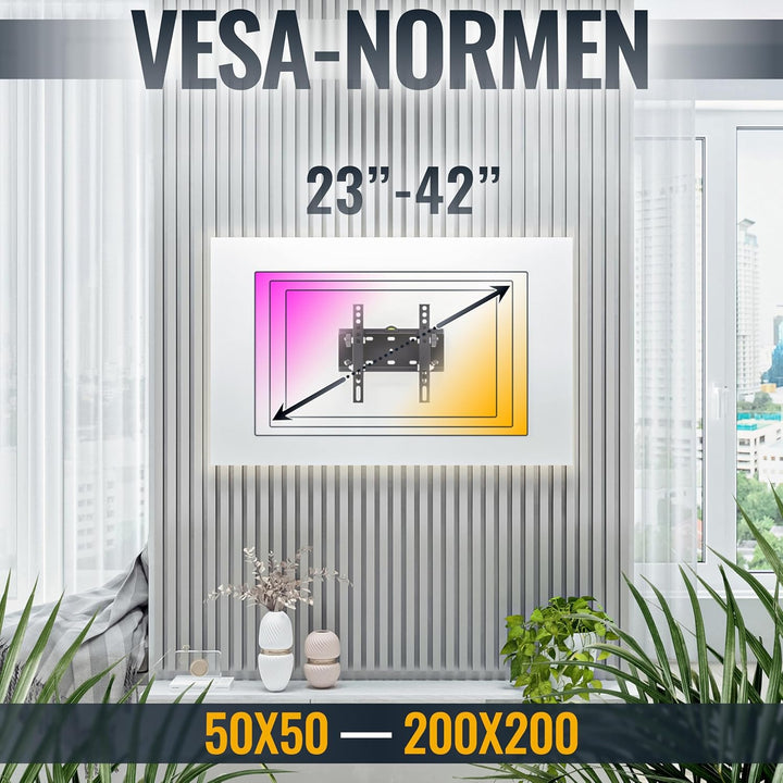 RICOO Monitor TV Wandhalterung Flach Ultra Slim Neigbar für 23-42 Zoll, Universal TV Halterung N2122
