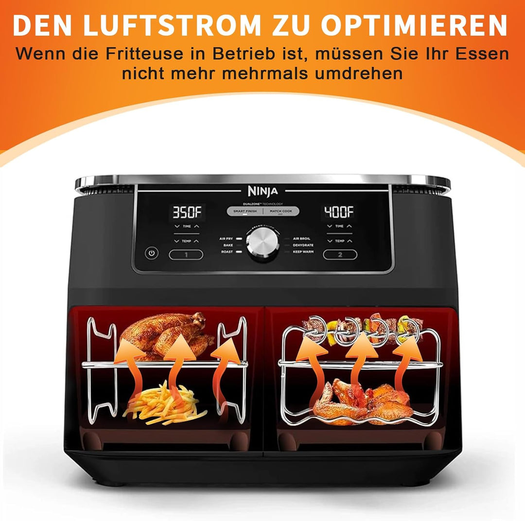Airfryer Zubehör Set für Ninja Foodi AF300EU AF400EU, Hunnycook 10Pcs Airfryer Zubehör für 7.6L-9.5L