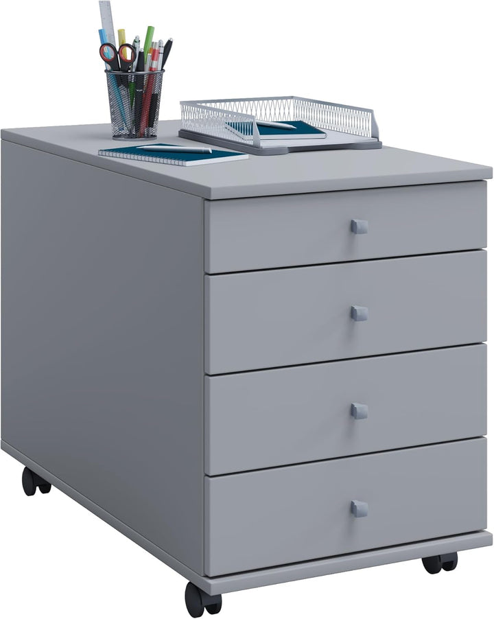 VCM Rollcontainer Beistellcontainer Bürocontainer Rollen rollbar Schublade Lona 75, Grau, Grau