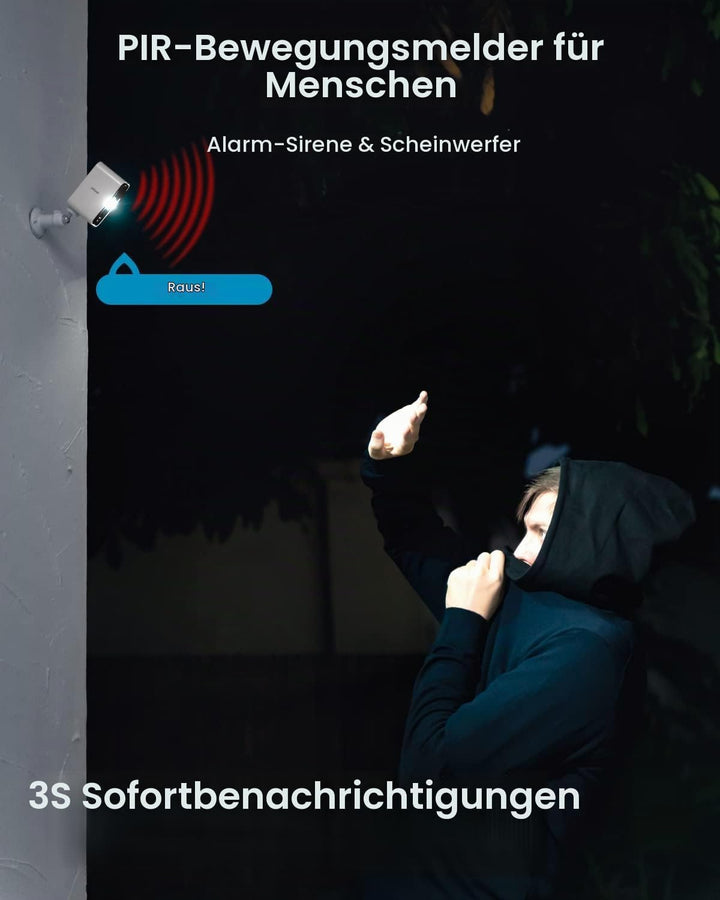 ieGeek 2K Überwachungskamera Aussen Akku, Kamera Überwachung Aussen WLAN, PIR-Bewegungserkennung, Bu