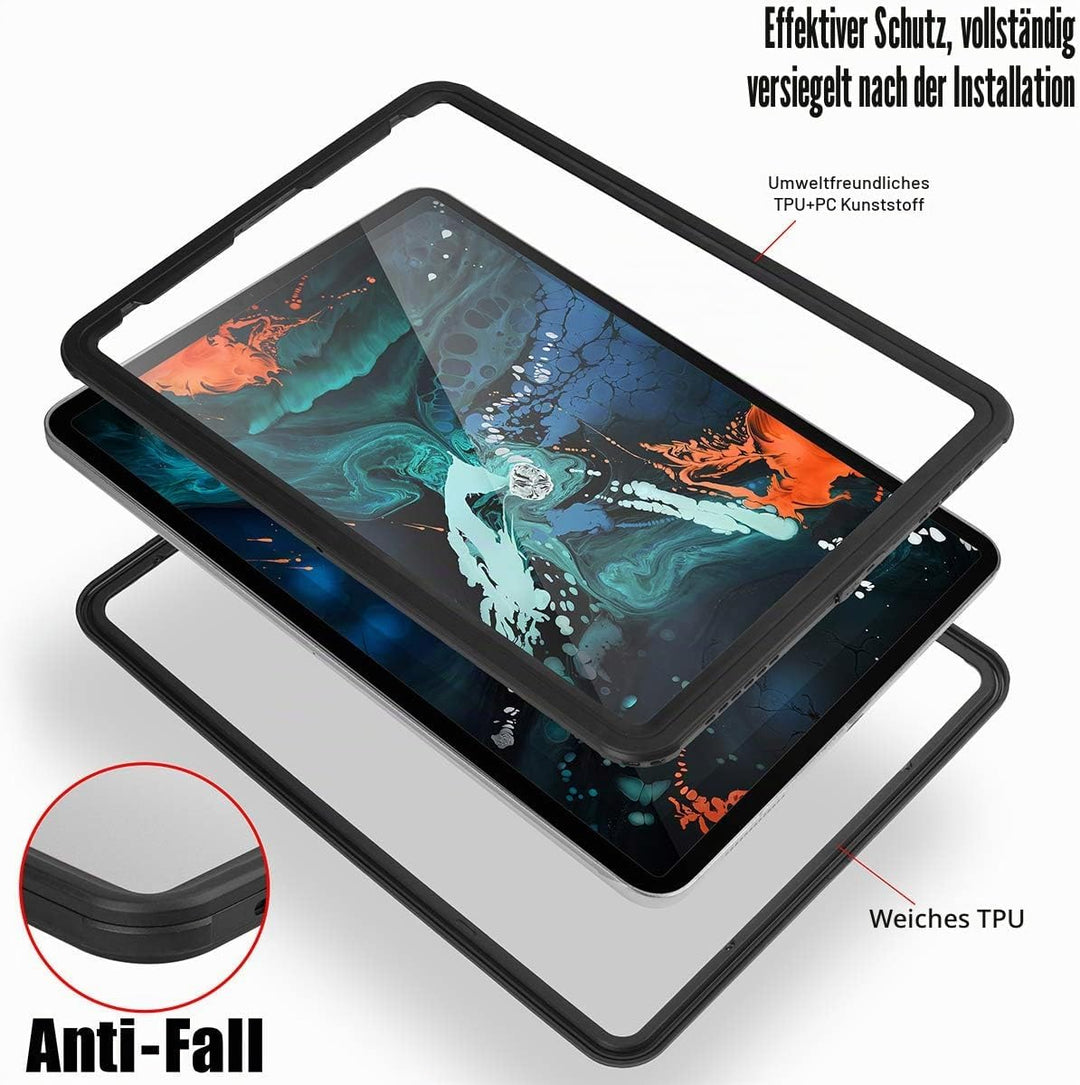 AICase Hülle für IPad Pro 12.9 Zoll 2018 Wasserdichte Hülle mit Kickstand Lanyard,360 Rundum Schutz