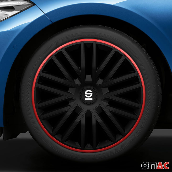 Sparco Radzierblenden Bergamo - 14-Zoll - Schwarz/Rot - Satz mit 4 Stück