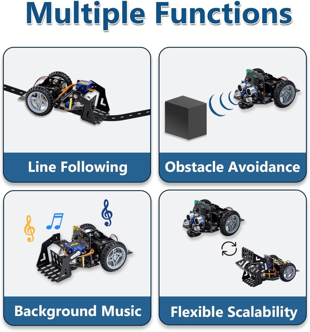 LAFVIN MicroBit Smart Robot Car für MakeCode und MicroPython, STEM-Lernroboter für Kinder und Anfäng