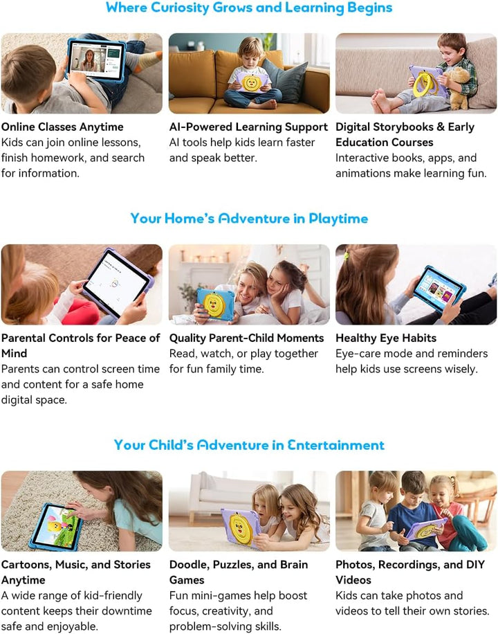 Blackview Link 1 Kids, Kinder-Tablet Android 16 AI, 12GB+64GB(2TB Extern), 3 x KI-Smart-Assistenz, 8