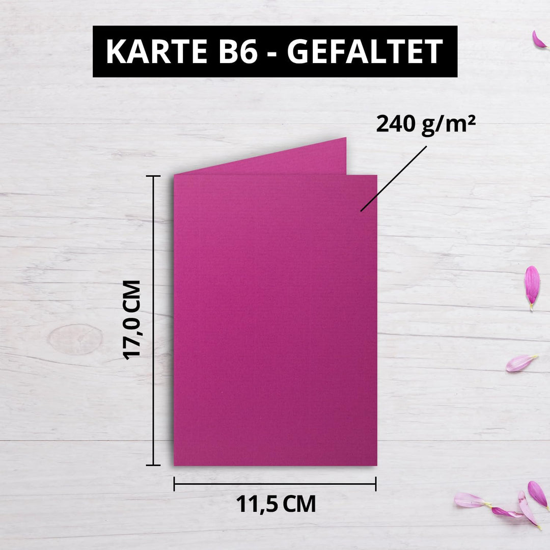 1000x Faltkarten B6 - Amarena - PREMIUM QUALITÄT - 11,5 x 17 cm - sehr formstabil - für Drucker geei