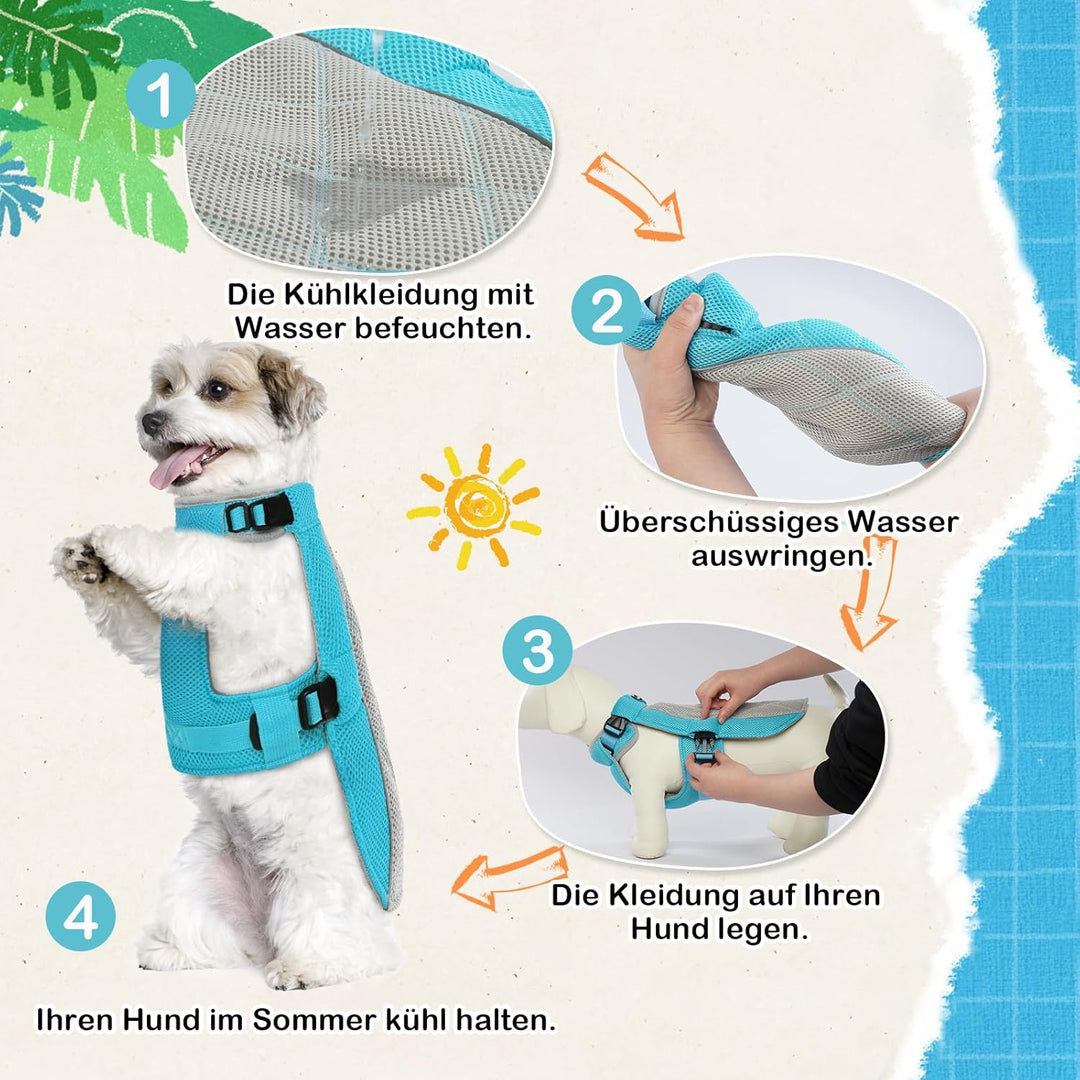 Kühlweste für Hunde, Kühlweste Hund mit D-Ringe Sommer Kühlmantel für Hunde Kühlgeschirr Atmungsakti