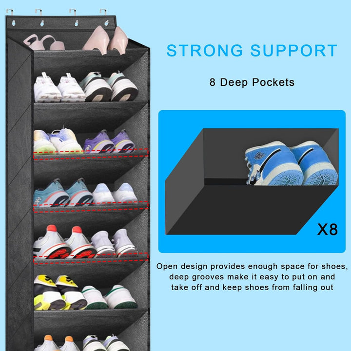 Schuhregal Tür, Schuhregal Hängend, Schuh Organizer Hängend, Schuhaufbewahrung Tür mit 8 Tiefen Tasc